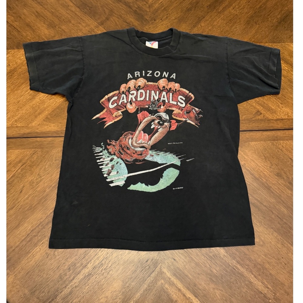 Vintage 1994 Arizona Cardinals Looney Tunes Taz‎ T Shirt Artex 90s NFL Black L